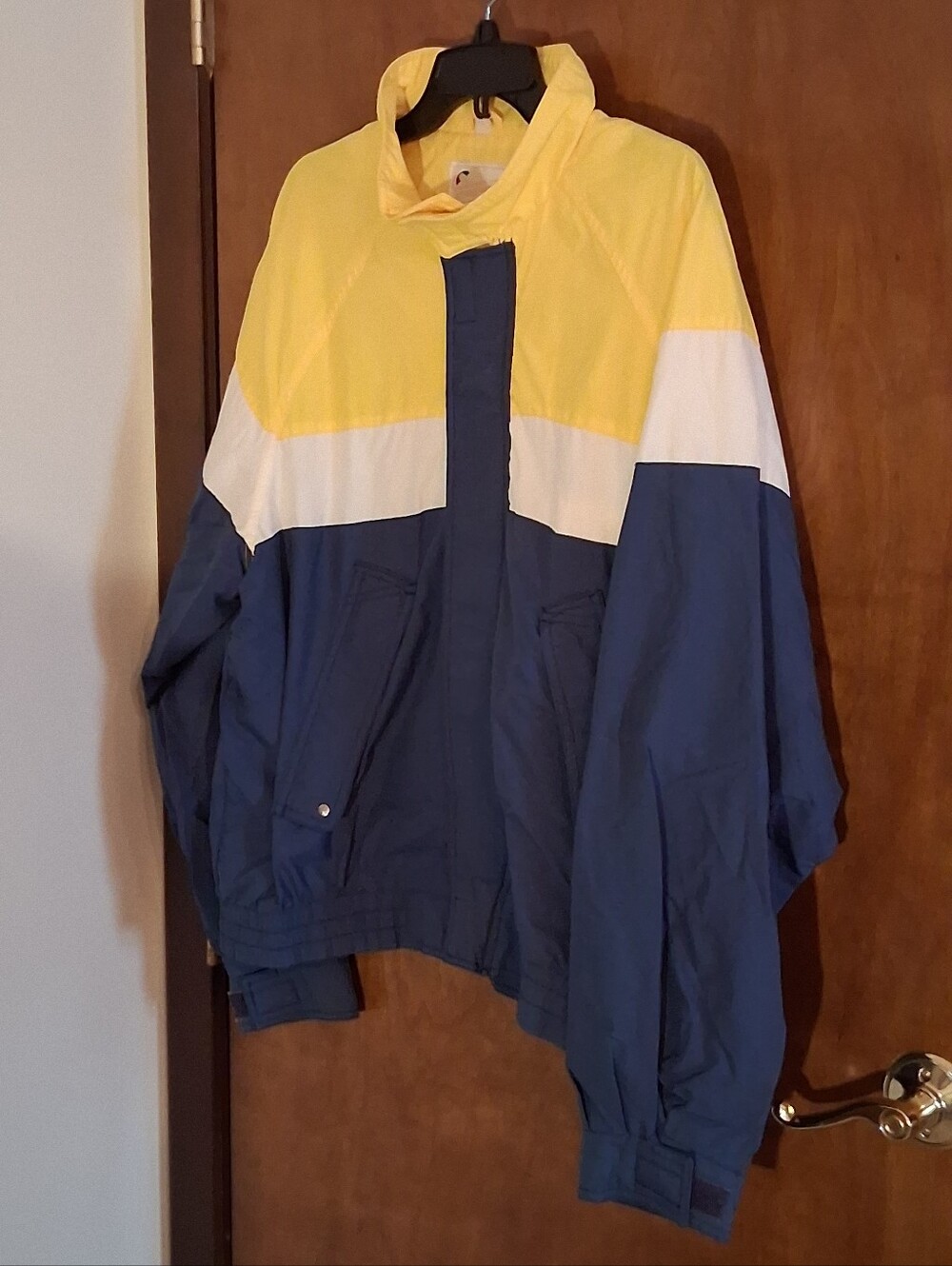 Arnold Palmer Colorblock Windbreaker Jacket Yellow Navy White Men’s XL